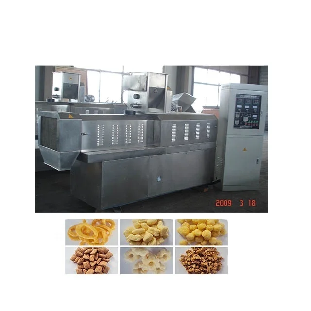 Factory direct Commercial Twin screw extruder puffed corn puff grist food production line