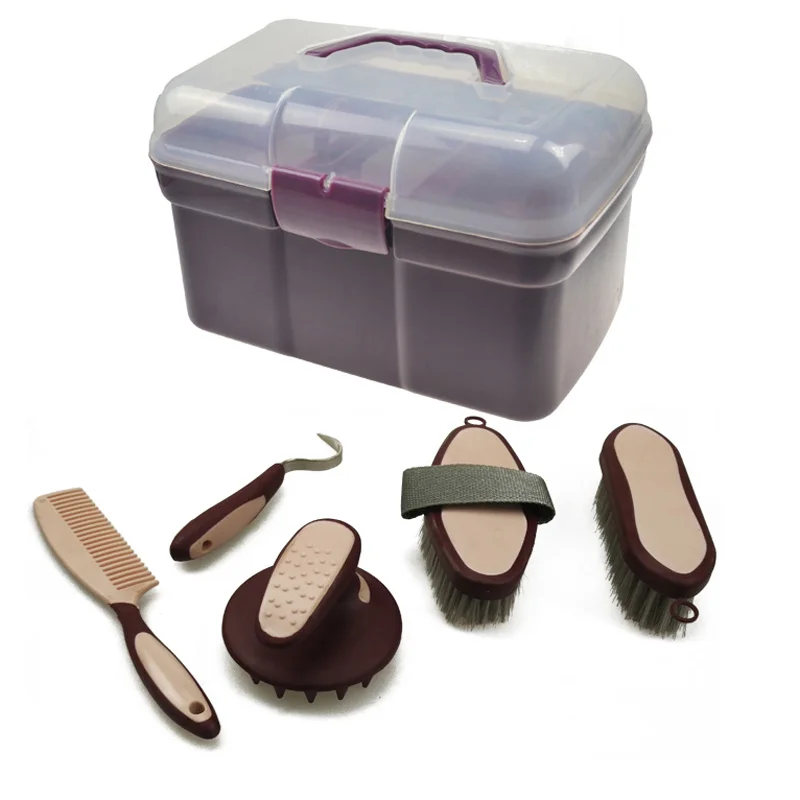 Hot sale Soft touch Horse Grooming kit with Portable Plastic Brushes Box Tool Accessory