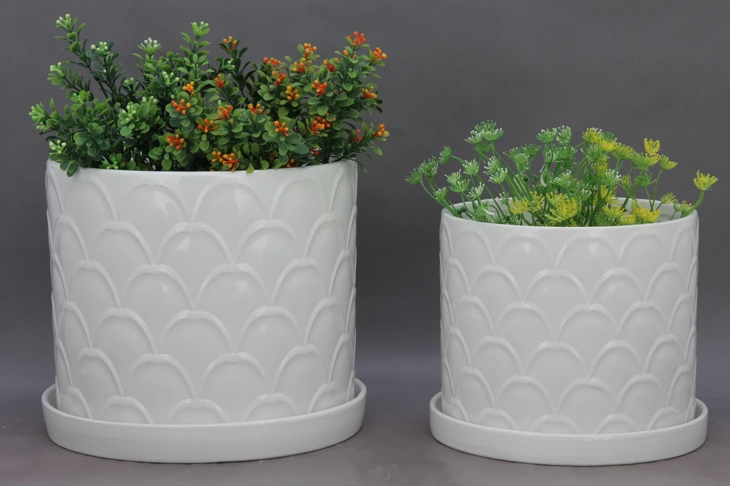 Balcony decorative ceramic flower pot garden ornamental planter pottery pot