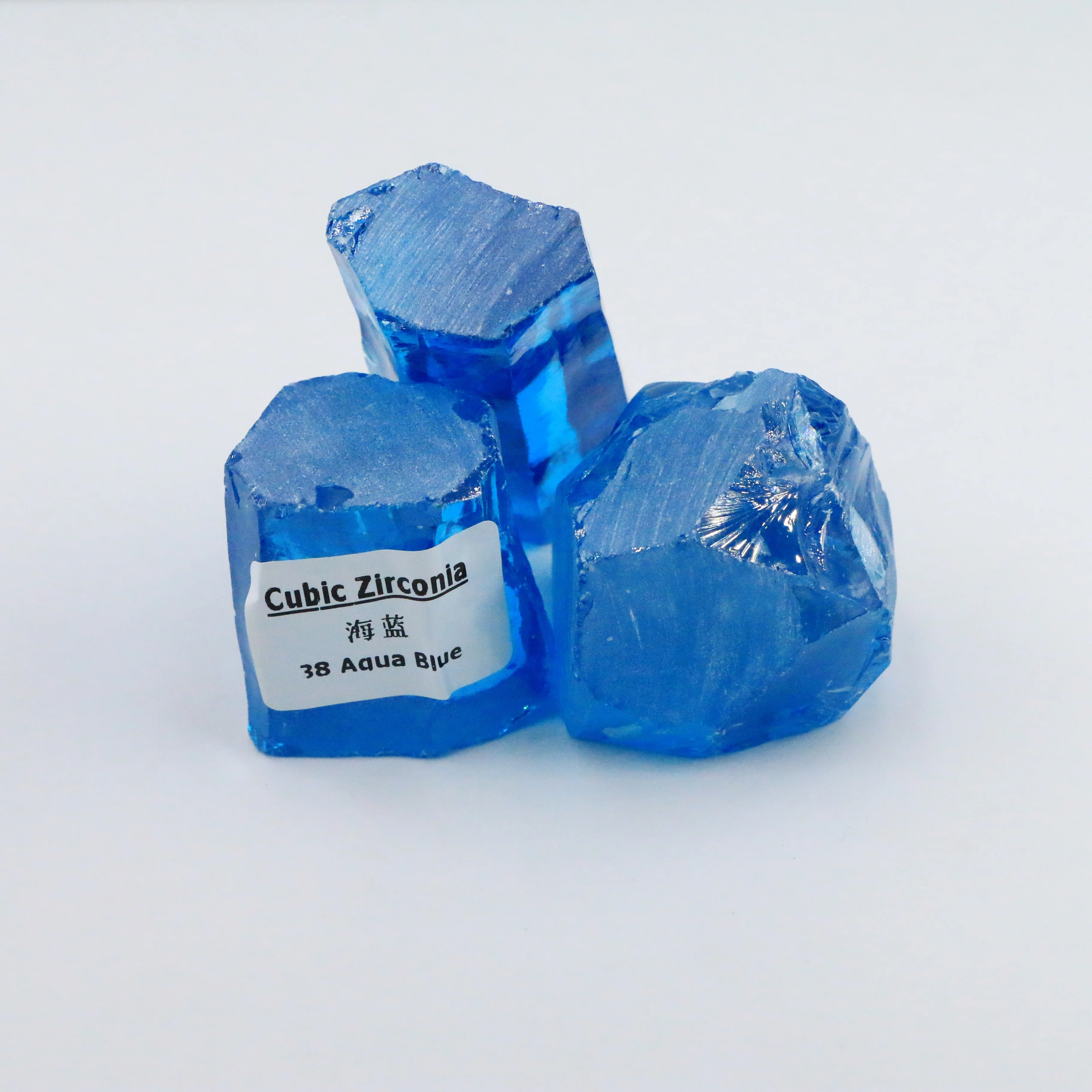 China Factory Price Uncut Rough Cubic Zirconia Aqua Blue CZ Raw Material