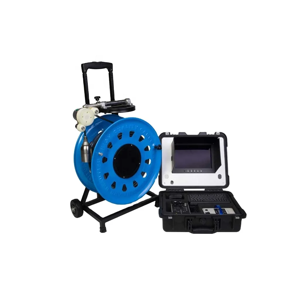 150M Industrial Borehole Inspection Camera 55mm AHD Bore well Inspection Camera 10 inch screen depth counter Water well camera