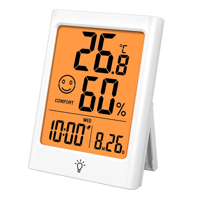 Indoor Digital Backlight Thermometer Hygrometer Weather Station Humidity Display Thermometer Humidity Gauge Indicator