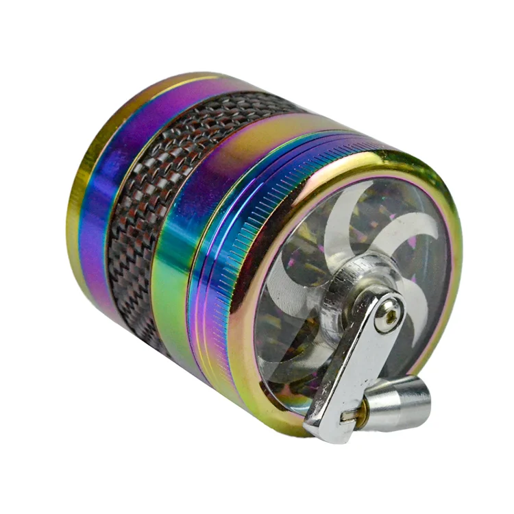 Hot Custom Designs Zinc Alloy Premium Wooden 71mm Magnet Printing 4 Layers Cranked Dry Herbal Grinder