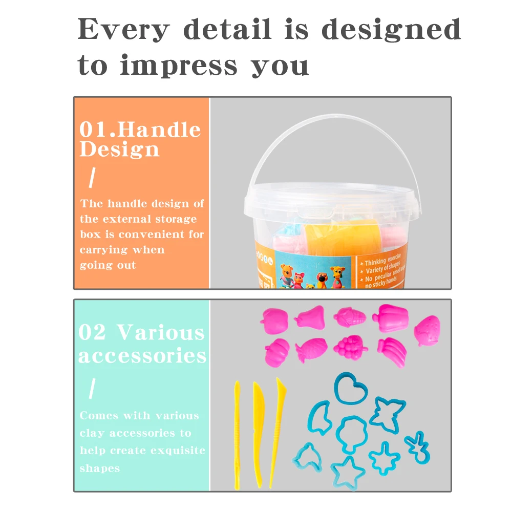 2024 Hot sell Air Dry Clay Kit Magic Ultra Light clay Diy modeling clay with tools for boys and girls color boxes