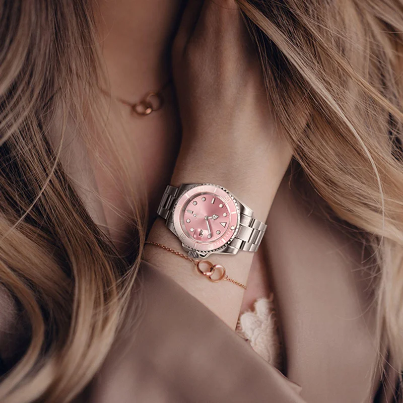 ROLEVS ladies watches women  904L  Pink water ghost The best ladies watches brands luxury women mechanical watches