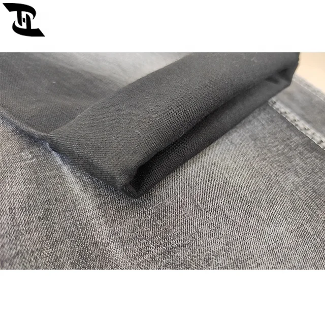 Wholesale cotton lycra satin stretch denim jeans fabric black and textile for clothing YH1275H