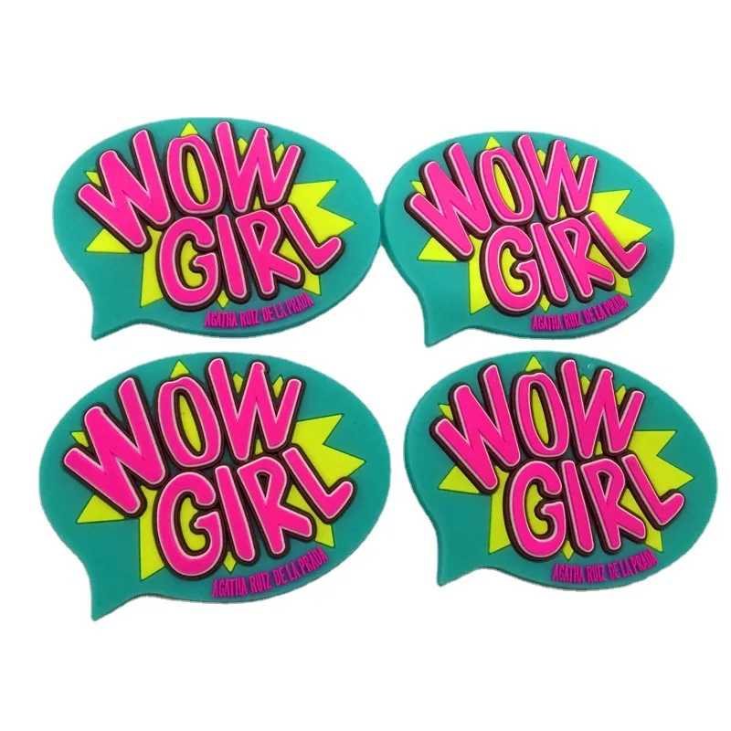 Sew on Embossed Custom Private Brand Name 3D Logo Garment Soft PVC Rubber Patch Labels for Clothing