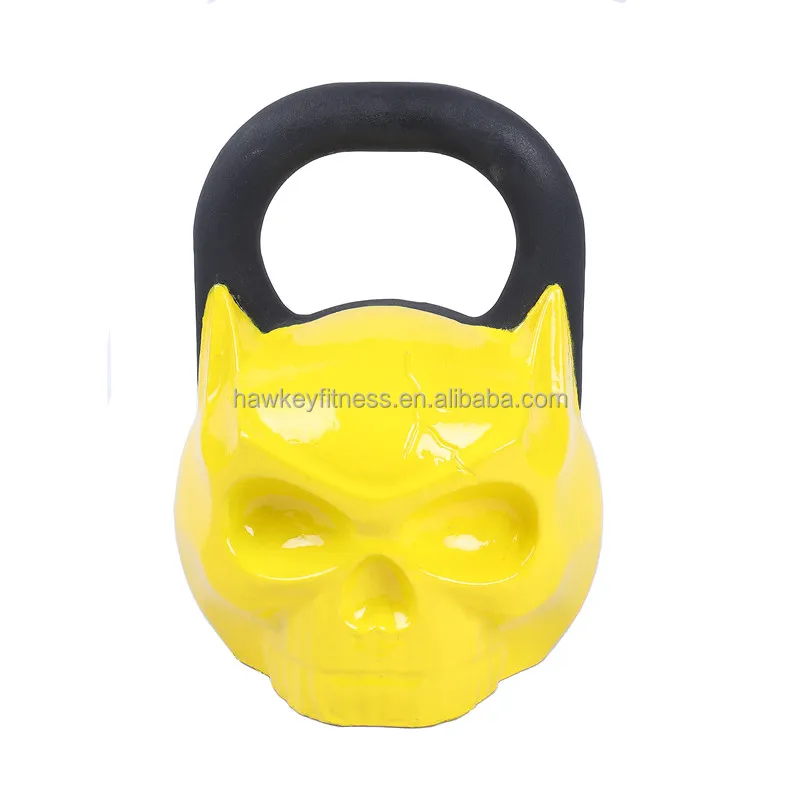 Painting Weight Lifting Cast Iron Kettlebell with skullface
