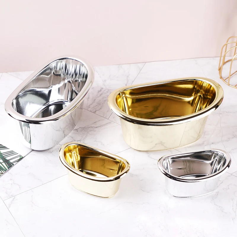 Electroplated golden   pp bathtub luxury shiny cosmetic box makeup storage box mini plastic bathtub container customization