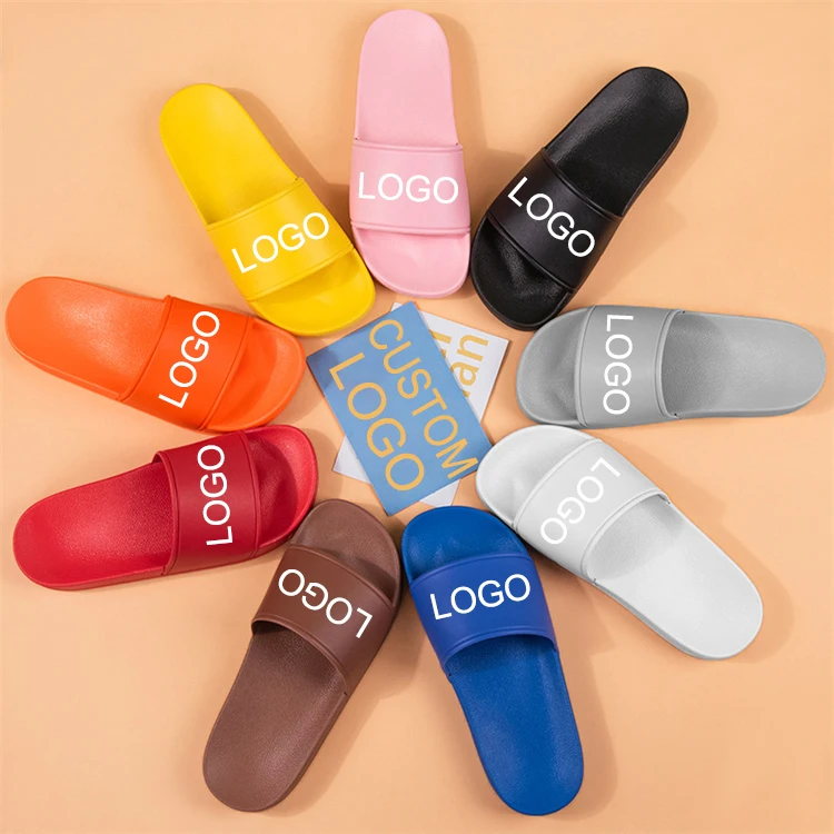 Harvest Land Shoes Customize Logo Black Sliders Slippers For Men ,Customize Blank Slide Sandals Slippers, Men Custom Logo Slides
