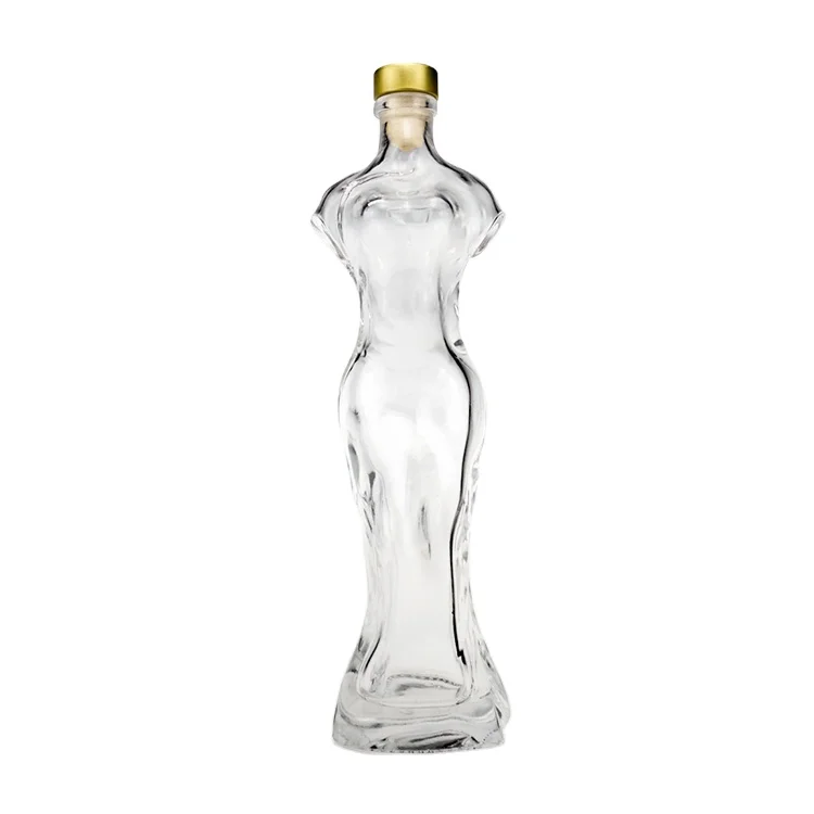 Wholesale custom unique vodka bottle printing brand liquor tequila glass bottle with Beauty Shape