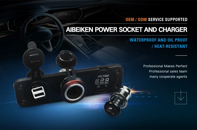 new style 3 Port Carling Accessories Dual USB Socket 12V Power Socket On-Off Switch Panel