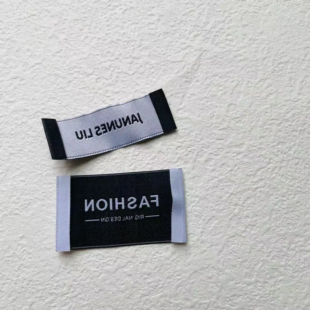Sew on Clothing Accessories Custom Machine Woven  Name Neck Tags and Labels Sticker