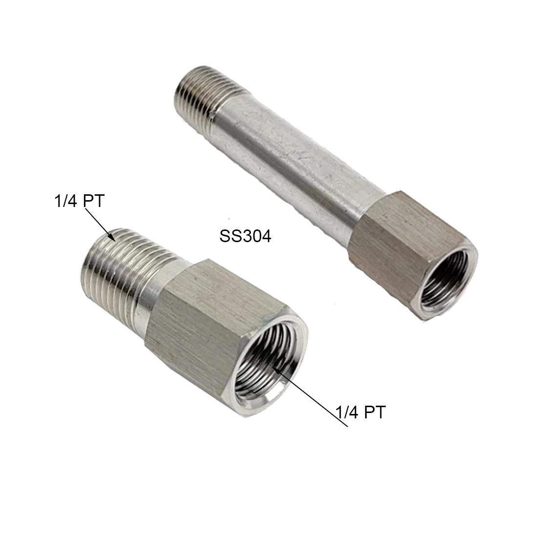 SS 304 Mold Extended Nipple 1/8 PT 1/4 PT Male and Female Fittings Extend Bar 304 Long Thread Pipe Barrel