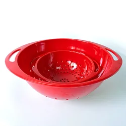 Многоразовые однотонные кухонные корзины, пластиковые ситечки, 2 шт. в комплекте, красная и зеленая меламиновая чаша для дуршлага