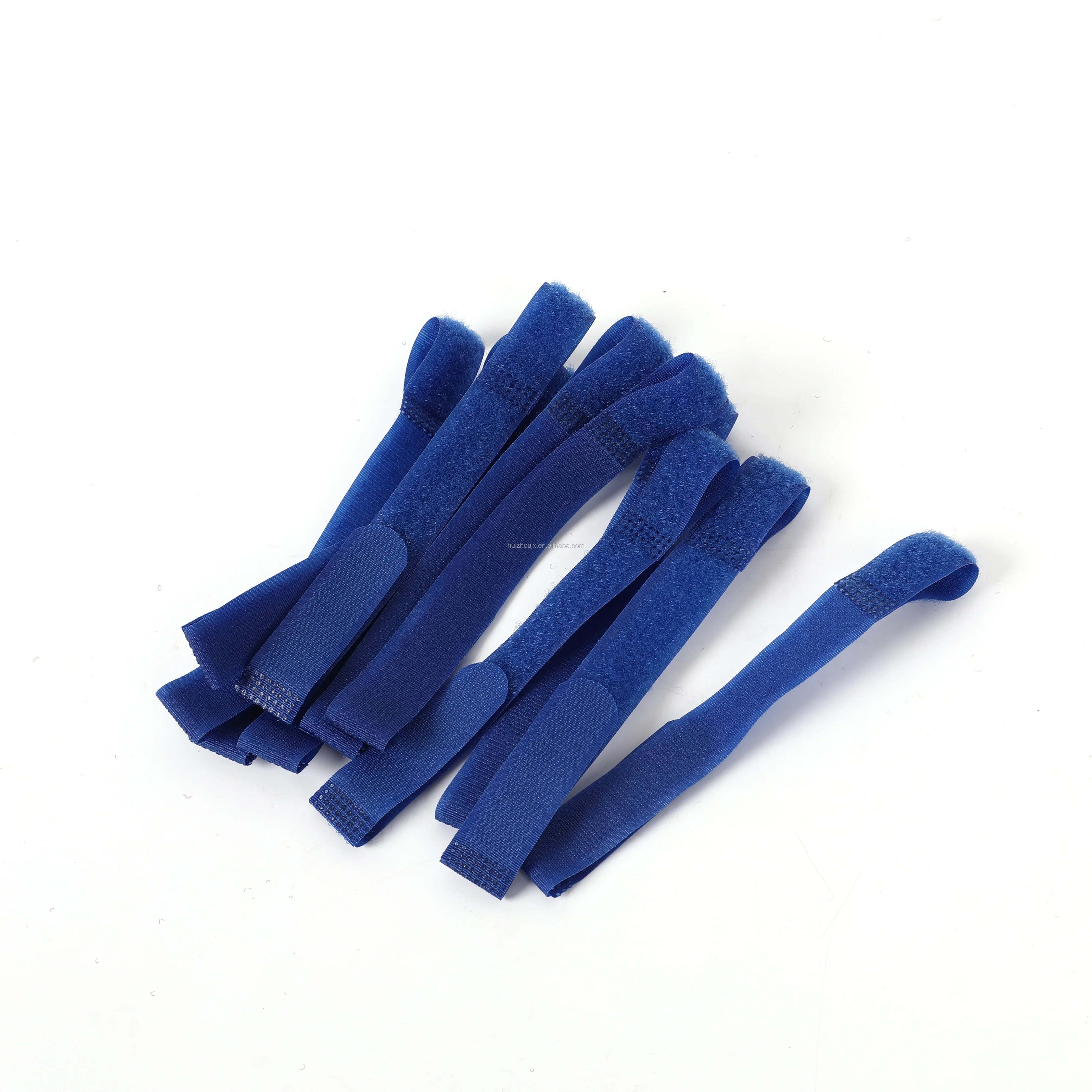 Eco-friendly metal Plastic Buckle Cinch Strap Self Grip Reusable Hook And Loop Cable Tie With Long Tail