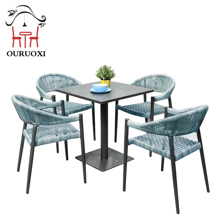 Outdoor Garden Furniture Restaurant Outdoor Woven Rope Dining Table Chair