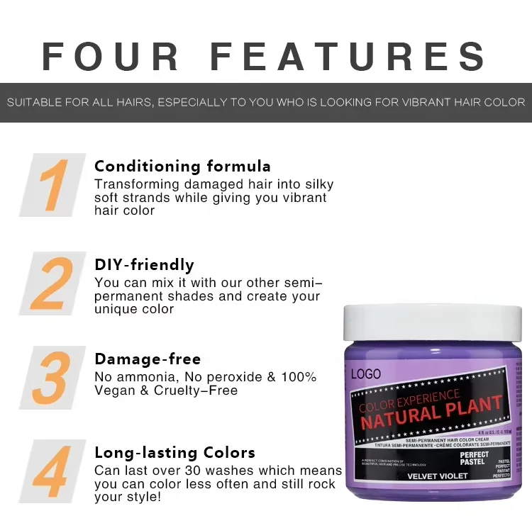 New Products Professional Salon Use Semi Permanent Burgundy Hair Color Cream PPD And Ammonia Free