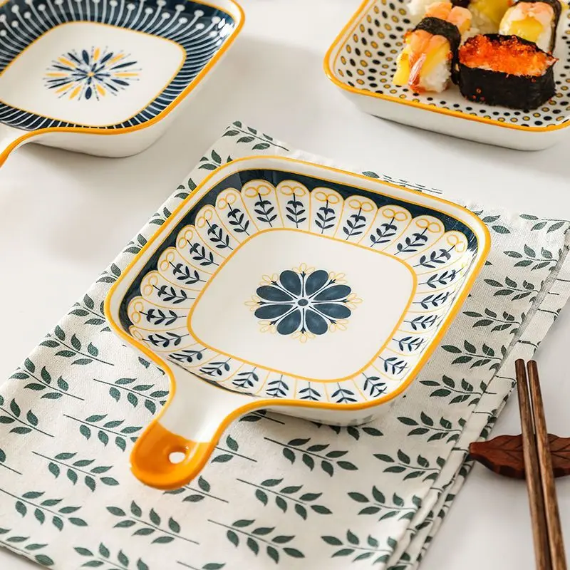 Ceramic Home Oven with Handle Baking Pan Baking Single Handle Glaze