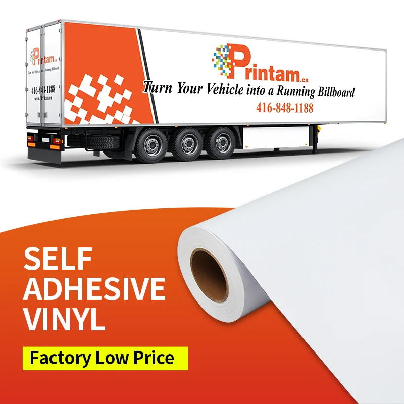Wholesale High Tack Solvent Printing PVC Vinyl Glossy Matte White Adhesive Car Wrap Vinyl Roll Self-Adhesive Vinyl Posters