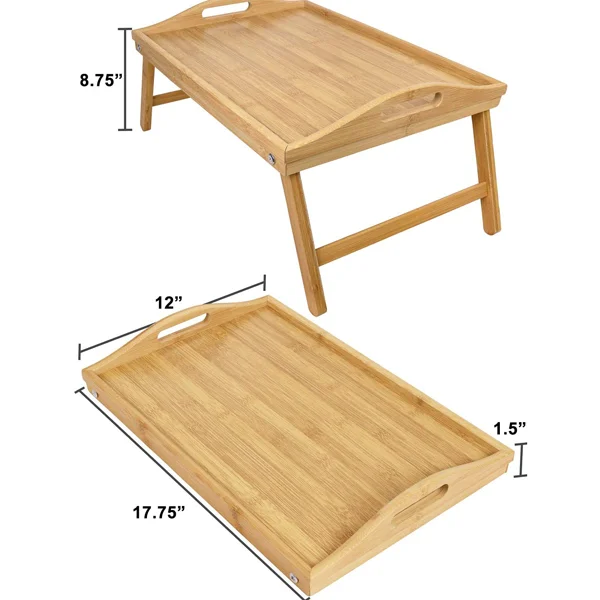 Wholesale Eco Friendly Bamboo Wooden Serving Tray Foldable Bed Dining Table