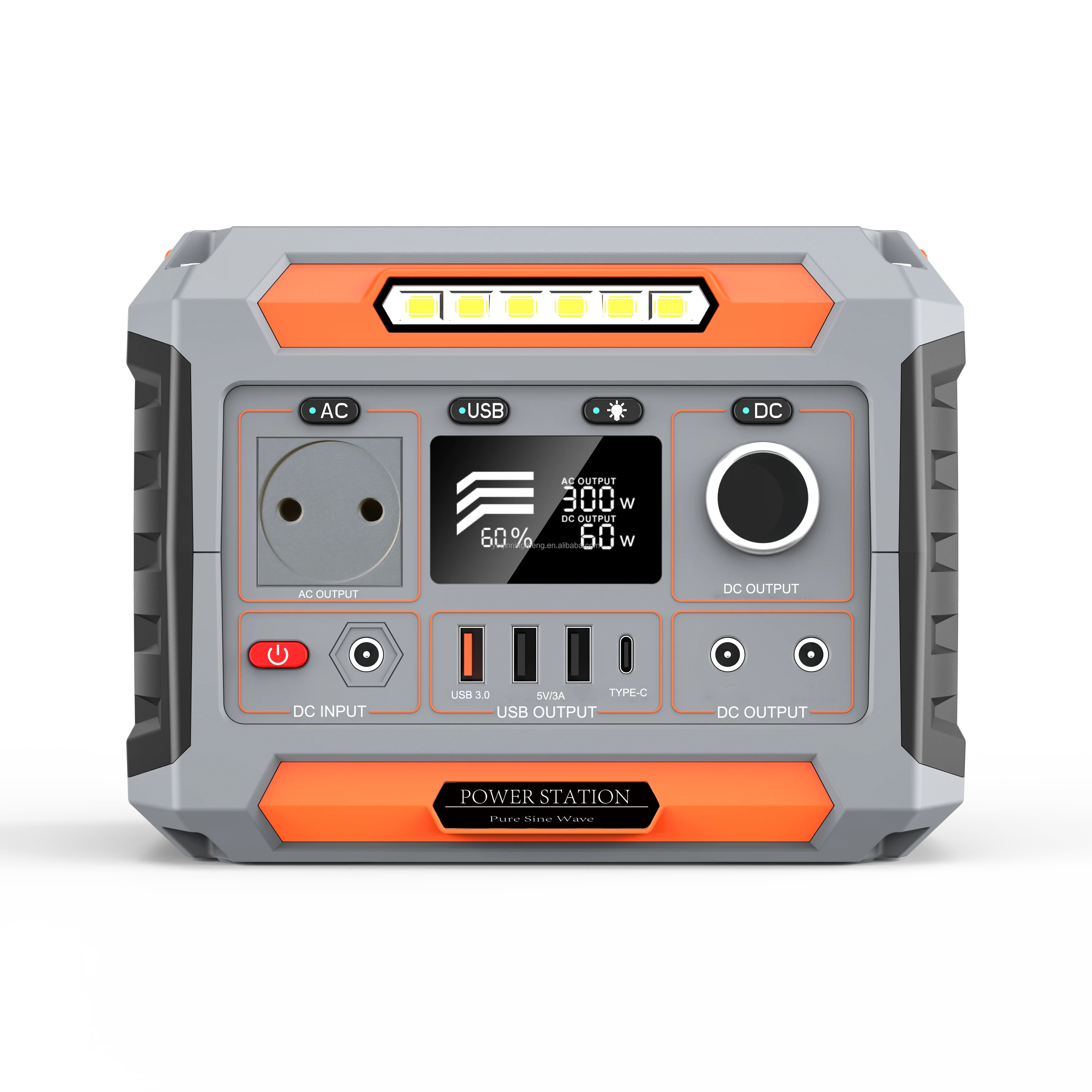 Портативная электростанция солнечный генератор 270Wh USB Type-C DC AC 300 Вт литиевая батарея светодиодное освещение контроллер MPPT ЕС Великобритания