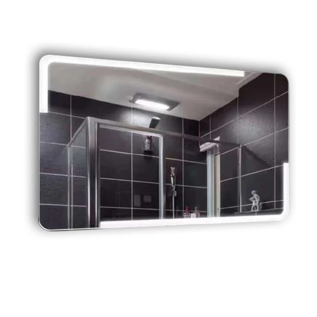 Hot Sale Hotel Luxury Glass Time Display Wall Mounted Bathroom Smart Led Lighted Bath Makeup Mirror (1600237727354)
