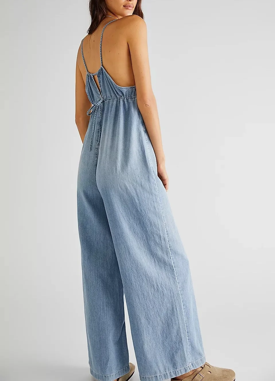 Джинсовые подтяжки цельный костюм без бретелек новое женское платье с широкими штучками пикантное высокая талия тонкий летний комбинезон