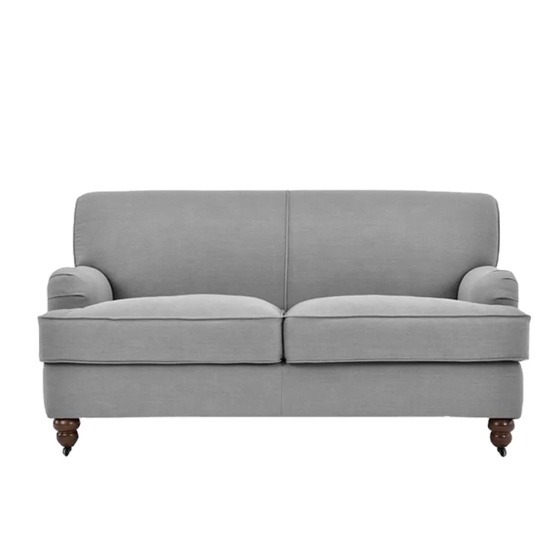 Простой дизайн, мягкий диван для гостиной, двуместный диван-кровать, серый двухместный диван из ткани