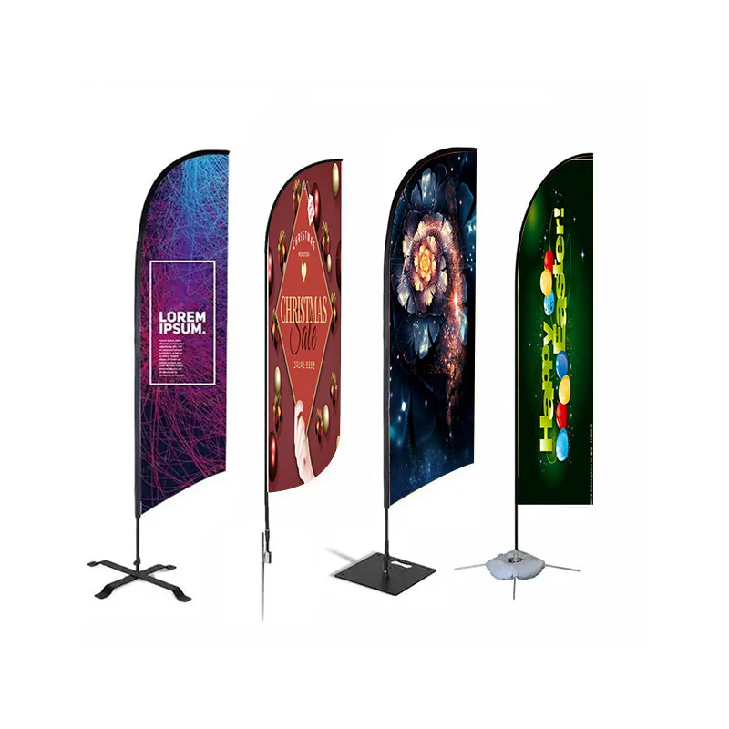 Teardrop flying banner beach flagpole sale house car wash swooper custom printed feather flag with spike base