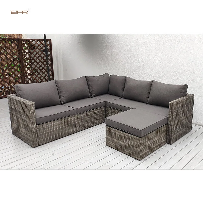BHR high quality 4 piece garden rattan wicker patio sectional indoor outdoor sofa set