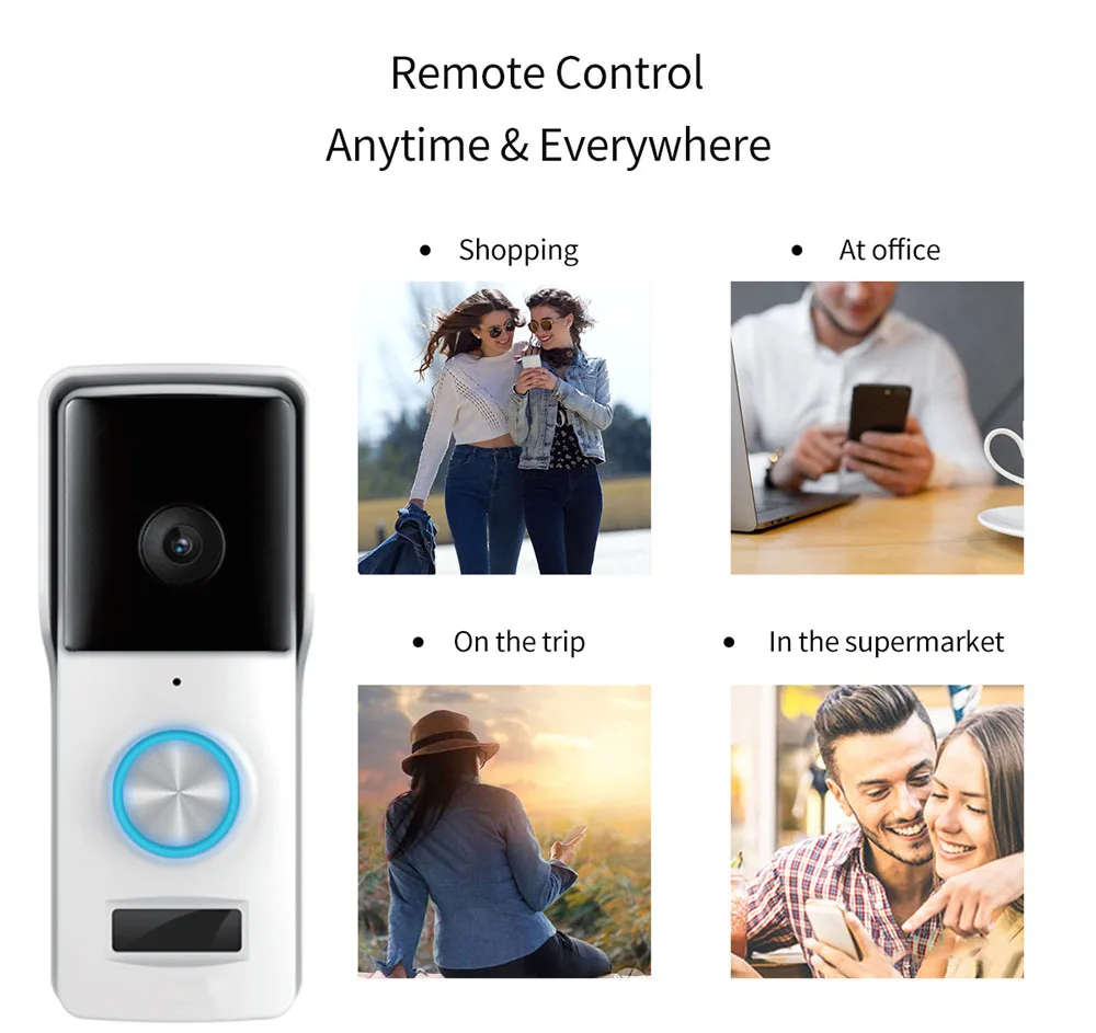 Беспроводной умный дверной звонок tuya, 12 В dc, Wi-Fi, влагозащита IP55, работает с приложением smartlife alexa и google home