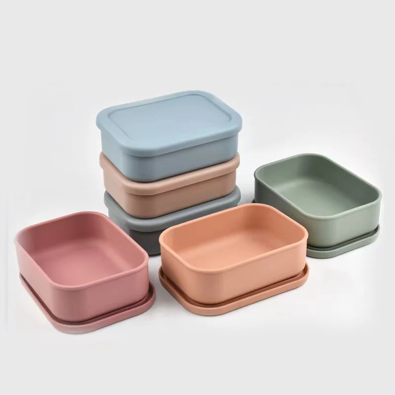 Customized  Kids Baby Product Leakproof Safety Food Grade Silicone Lunch Bento Box Food Storage Containers