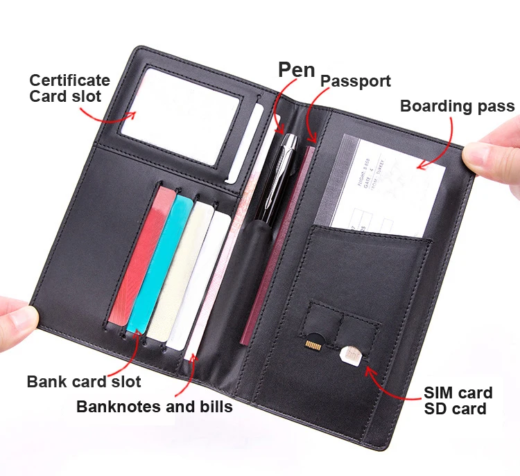 travel passport credit id card cash wallet purse holder document case for women