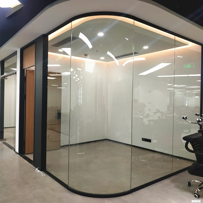 2022 Meeting Room High Partition Aluminium Frame Wall Slim Modern Screen Office Glass Partition Wall