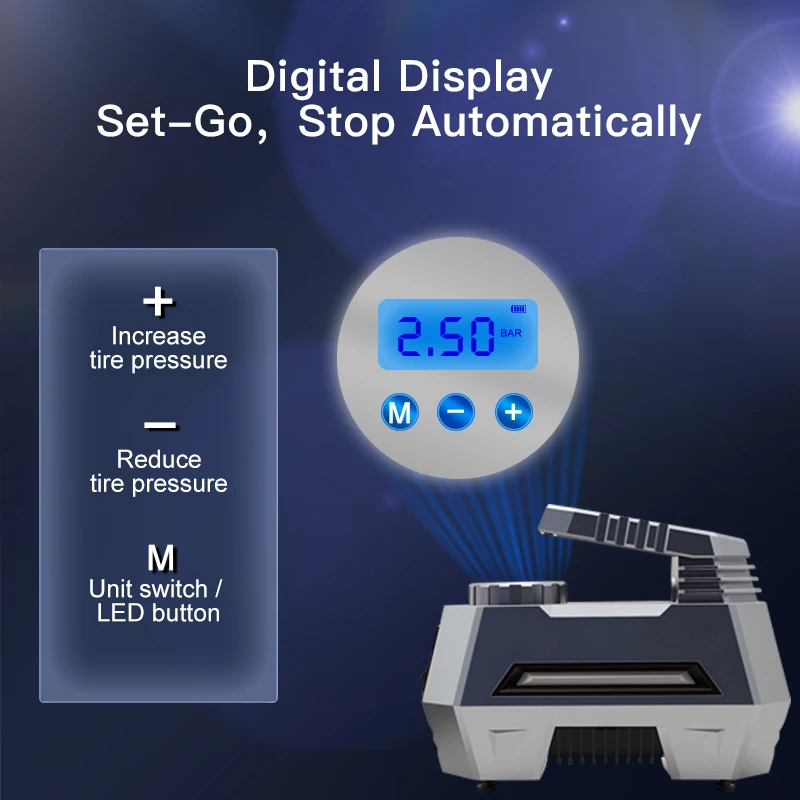 Portable Air Compressor Tire Inflator Airflow Car Tyre Inflator Air Compressor Pump Digital Display Car Motorcycles