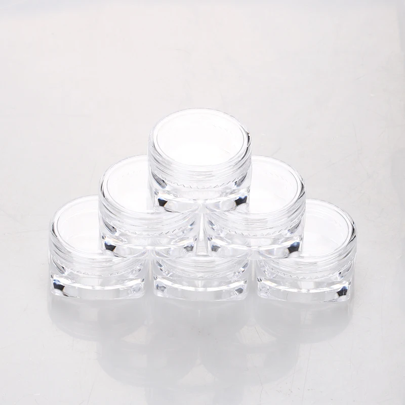 5g*6pcs wholesale cheap clear nail art loose powder plastic jar empty eye shadow glitter container