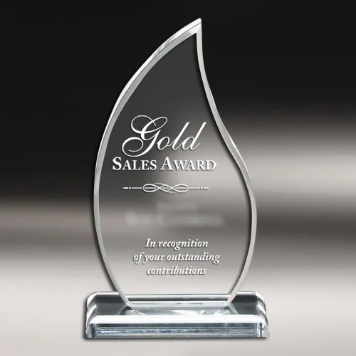 Flame shaped Acrylic Award on Acrylic Base