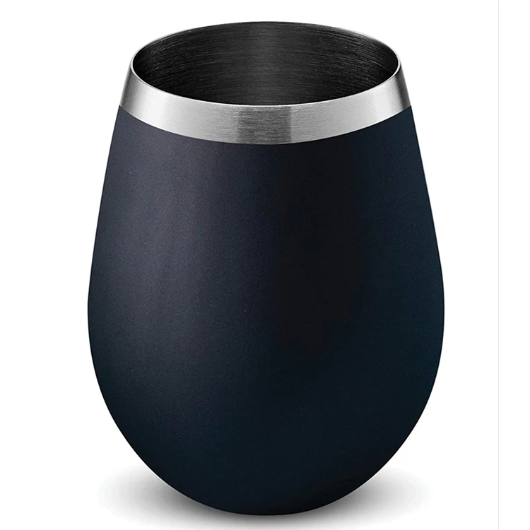 PURPLESEVEN Factory 18oz Powder Coated Stainless Steel Stemless Wine Tumblers Camping Wine Glasses Metal Drinking Tumbler Cup