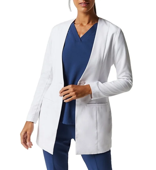 100%cotton Long Sleeve Doctor Clothes White Lab Coats Customized Medical Uniforms for Women Woolen Medical Uniforms Full Sleve