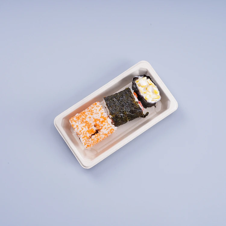STL New Year Sales Biodegradable Tableware  Tray Sugar Cane Sugarcane Bagasse Plate sushi tray