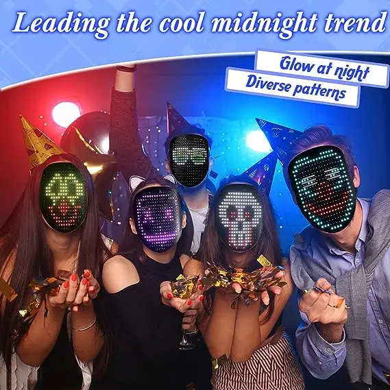 New arrival music LED Light Up Mask Digital Luminous Mask for Costume Cosplay Masquerade