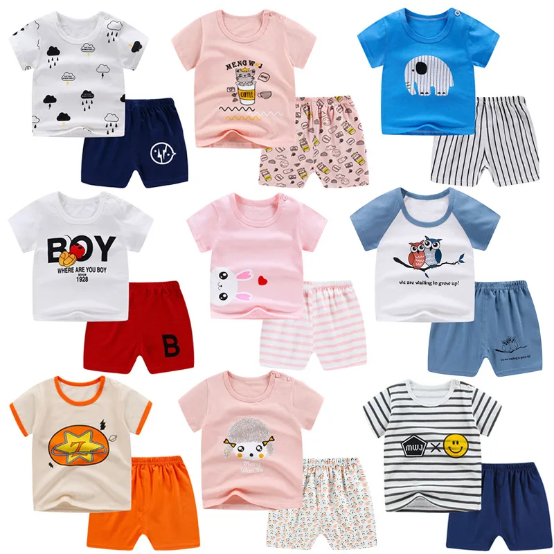 
wholesale 2-piece High Quality Baby Boy Clothing Sets unisex children clothes baby summer set 