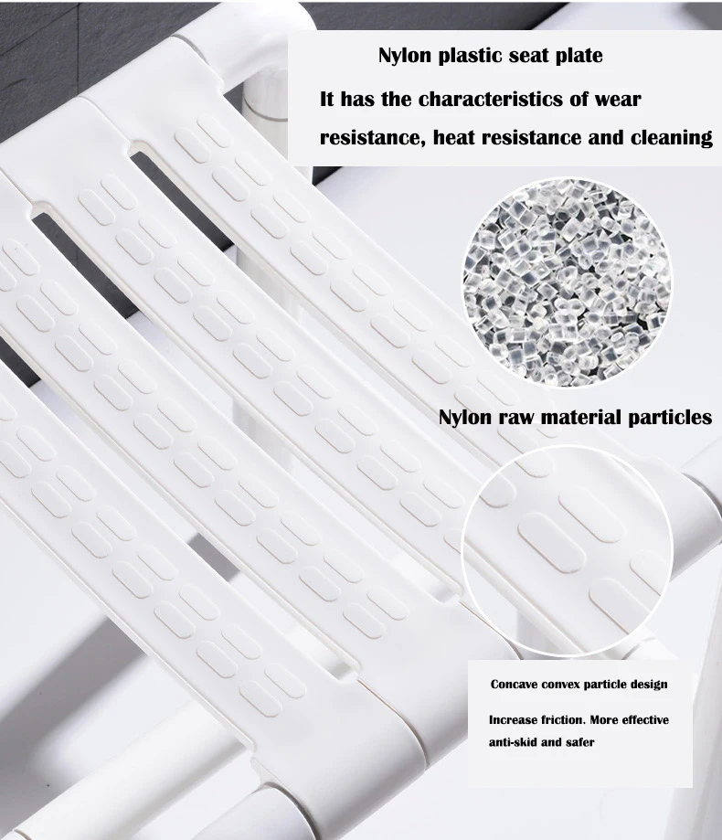 Wholesale Nursing Home Nylon Folding Bath Wall Mounted Chair Flip up Bathroom Shower Grab Bar Seats Elderly Wall Mounted Chair