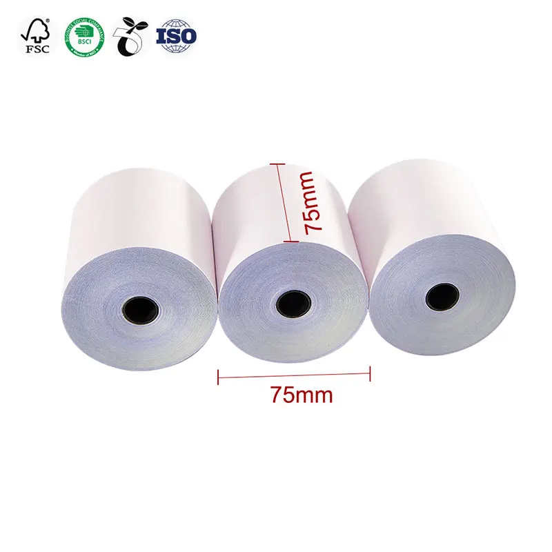 75mm*75mm 3 Ply Carbonless POS Paper Wholesale Customized NCR Receipt Paper Rolls