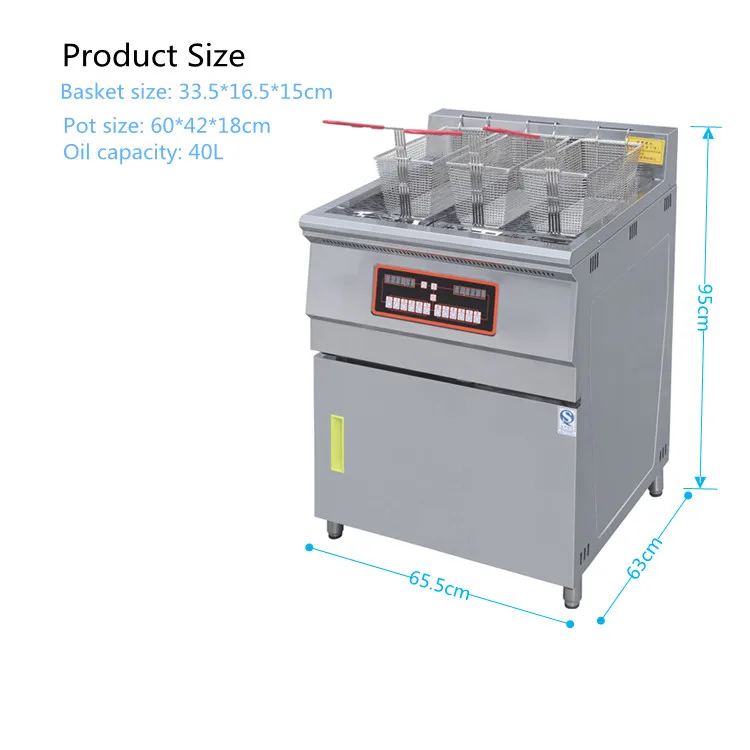 Durable Using Automatic 40L fast food automatic deep fryer potato twist deep fryer  food fryer commercial with Cabinet