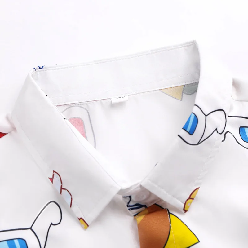 
Wholesale New Design Cute Pattern French Fries Fashion buttoned Summer wear hawaiian shirt men 