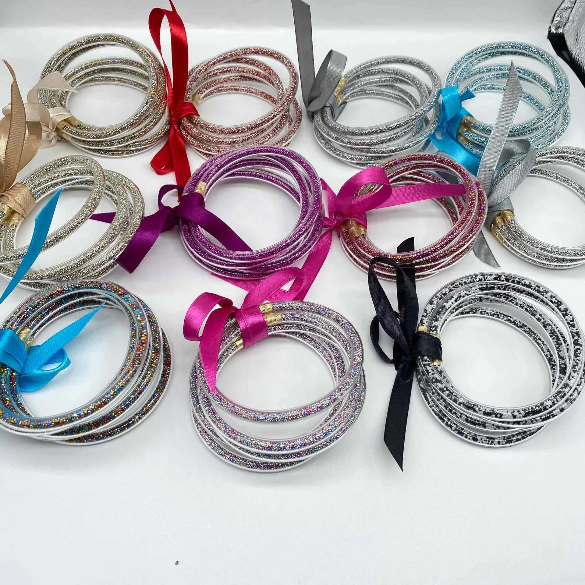 monk kumlai mantra buddhist colorful girl bless jelly gold leaf bangles bangle bracelet bracelets