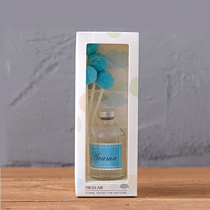 Wedding custom color cotton ball stick aroma glass bottle reed diffuser with Luxury packaging box reed diffuser bottle wholesale