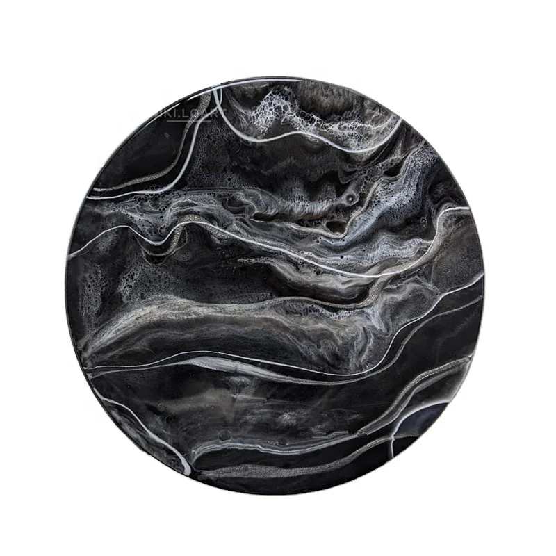 Handmade resin coaster with marble texture cup mat aqua swirl pattern 4pcs set marble coaster used in home office hotel and bar